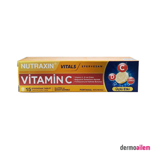 Takviye Edici GıdalarNutraxinNutraxin Vitamin C-D-Zinc 15 Efervesan Tablet