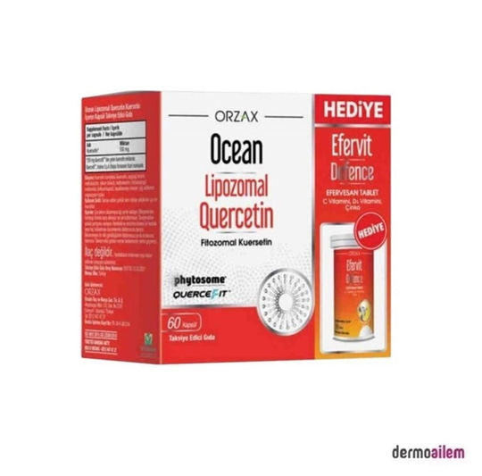 Takviye Edici GıdalarOrzaxOcean Lipozomal Quercetin 60 Kapsül + Efervit Defence 10 Tablet Hediye
