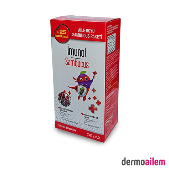 Takviye Edici GıdalarOrzaxOrzax İmunol Sambucus Şurup 150 ml + Sambucus 20 Kapsül - Aile Boyu Paket