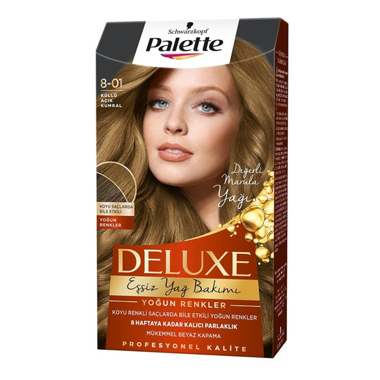 Saç BoyalarıPALETTEPalette Deluxe 8-01 Küllü Açık Kumral Saç Boyası