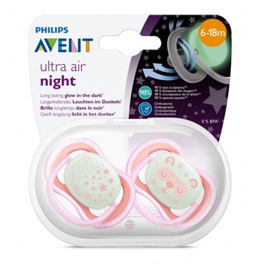 Biberon & Emzik & OyuncakPhilips AventPhilips Avent SCF376/22 6-18 m Ultra Air Karanlıkta Parlar – Kız
