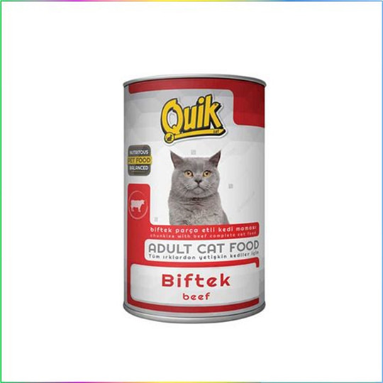 Kedi Yaş MamalarıQuikQuik Biftekli Parça Etli Yetişkin Yaş Kedi Konservesi 415 gram