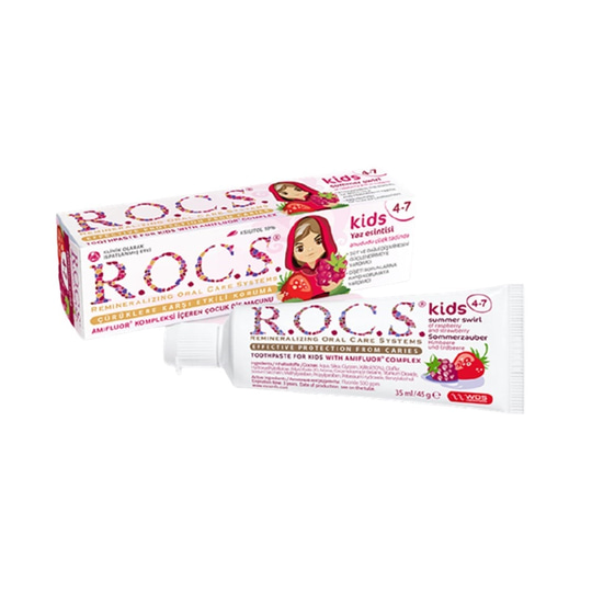 Bebek Ve Çocuklar İçin Ağız BakımıRocsROCS Kids 4-7 Yaş Meyveli Çocuk Diş Macunu 35ml (Ahududulu-Çilekli)