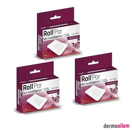 BantlarKurtsanRoll Por 5cm x 7.2cm Steril Yapışkanlı 10'lu Yara Pedi 3 Adet