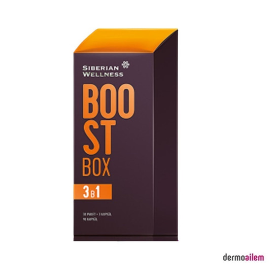 Takviye Edici GıdalarSiberianWellnessSiberian Wellness Boost Box Arabinogalaktan Bitki Ekstreleri Çinko Vitamin C ve Bakır Içeren Üç Formüllü Takviye Edici Gıda