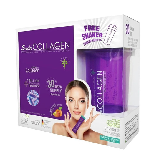 Kolajen ( Collagen )Suda CollagenSuda Collagen + Probiotic Mandarin 10gr lık 30 Saşe