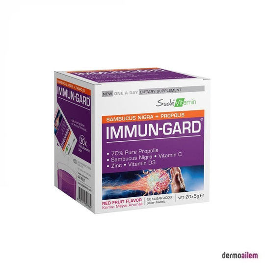 Takviye Edici GıdalarSuda VitaminSuda Vitamin Immun Gard Kırmızı Meyve Aromalı 5 gr x 20 Saşe