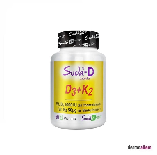Takviye Edici GıdalarSuda VitaminSuda Vitamin Suda-D Vitamin D3K2 60 Kapsül