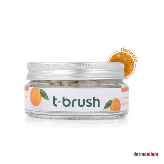Diş MacunlarıT-BrushT-Brush Portakal Aromalı Flörürsüz 90'lı Diş Macunu Tableti