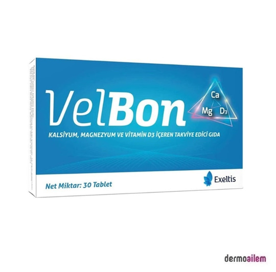 Takviye Edici GıdalarExeltisVelbon Kalsiyum Magnezyum ve Vitamin D3 30 Tablet