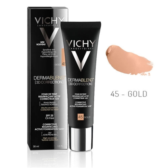 FondötenVichyVichy Dermablend 3D Correction SPF25 Oil-Free Foundation Gold 45 30ml