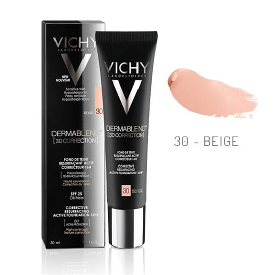 FondötenVichyVichy Dermablend 3D Correction SPF25 Oil-Free Foundation Beige 30 30ml