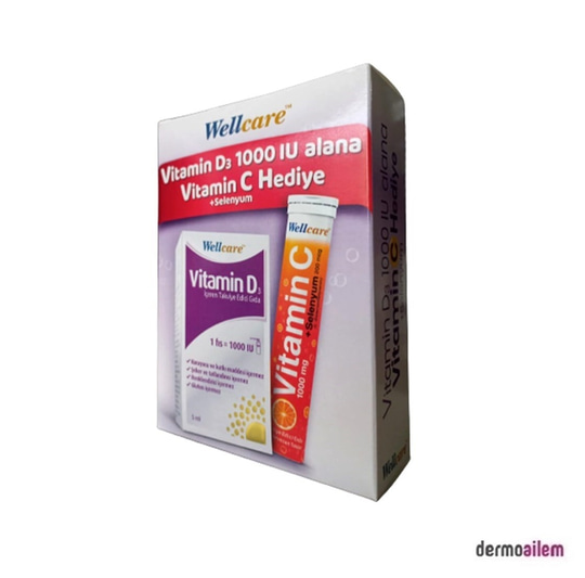 Takviye Edici GıdalarWellcareWellcare Vitamin D3 1000 IU - Vitamin C + Selenyum 15 Efervesan Tablet Ekonomik Paket