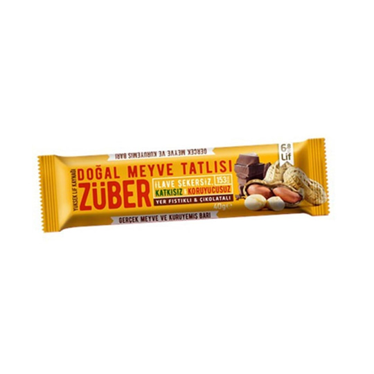 Sporcu BesinleriZüberZüber Yer Fıstıklı ve Çikolatalı Doğal Meyve Tatlısı 40 gr