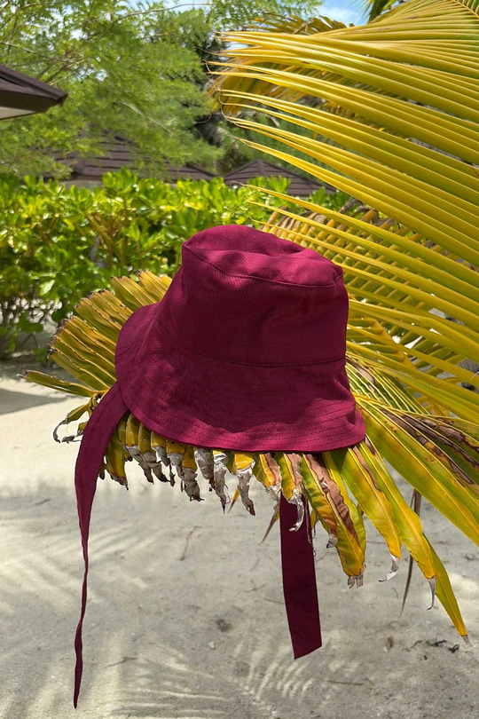 Bağlama Detaylı Bucket Şapka - Bordo