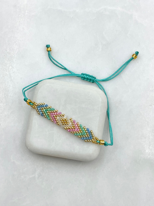 Miyuki Boncuk Pastel Üçgen Desen Bileklik Renkli