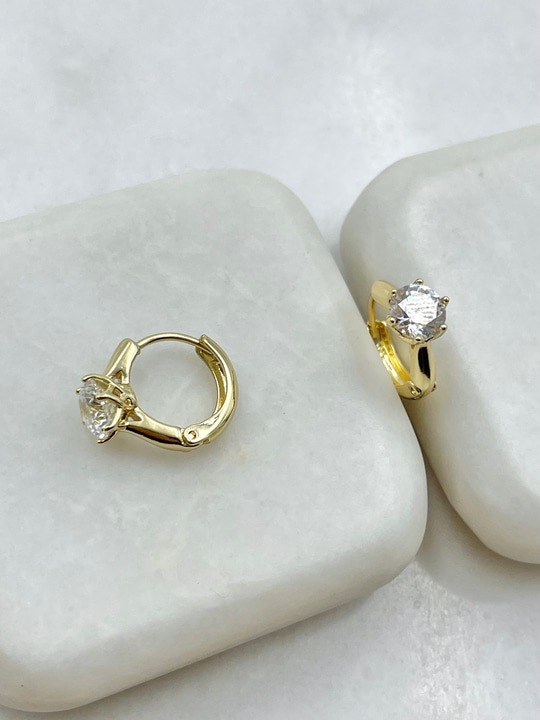 Özel Seri Tektaş Halka Küpe 1.3 cm Gold