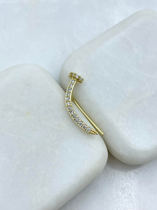 Altın Kaplama Gömme Taşlı Çivi Model Kıkırdak Küpe Gold
