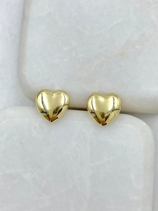 Özel Seri Plaka Kalp Küpe 1 cm Gold