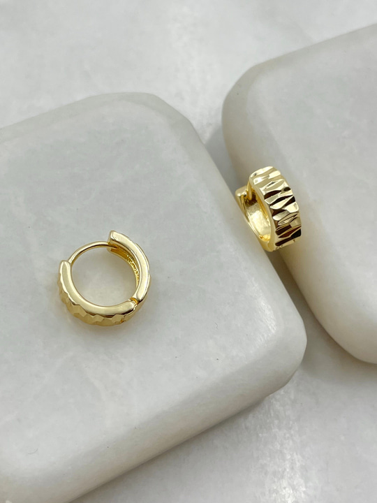 Yansımalı Halka Küpe 1.2 cm Gold