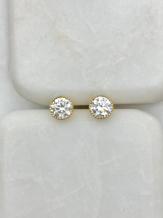 Özel Seri Kristal Taşlı Küpe 0.6 mm Gold
