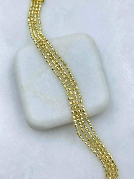 Altın Kaplama Dört Sıra Işıltılı Dorika Bileklik Gold