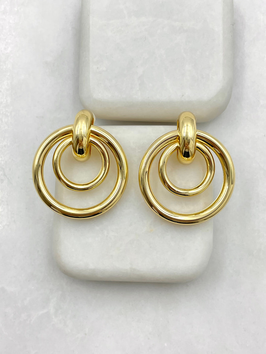 Büyük Küçük Halka Vintage Küpe Gold