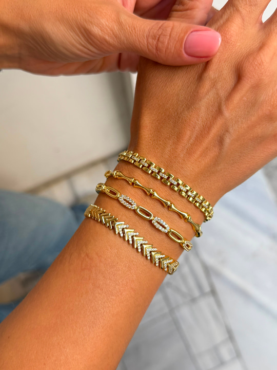 Kemik Model Bileklik Kombini 14k