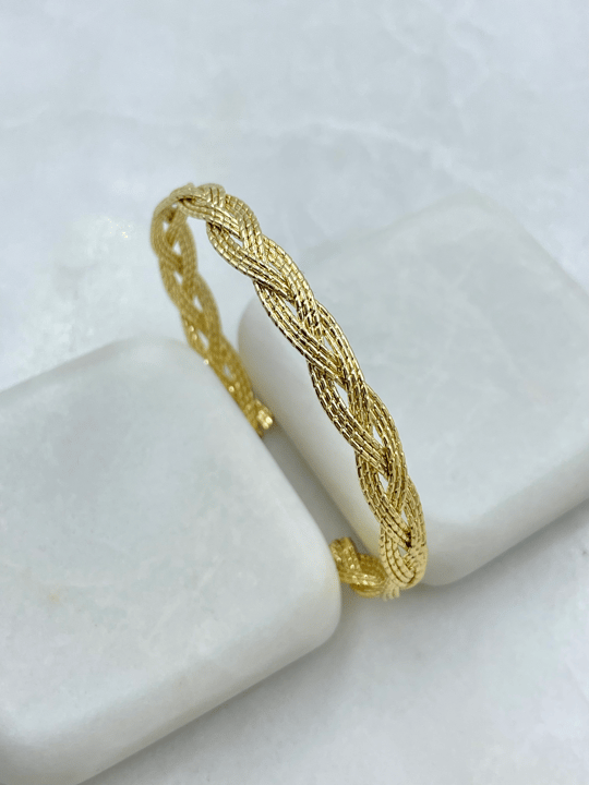 Altın Kaplama Tel Örgü Model Bileklik Gold