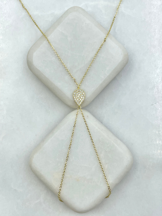Gömme Taşlı Damla Model Şahmeran Gold