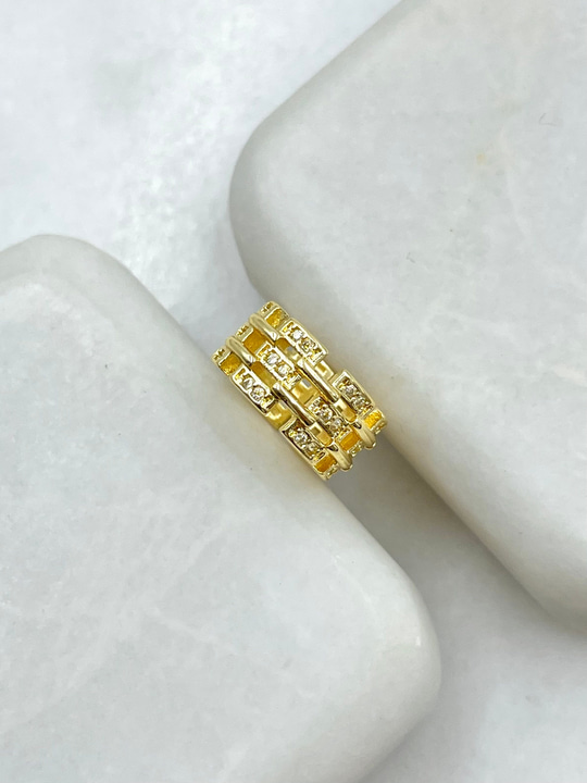 Gömme Taşlı Kordon Model Kıkırdak Küpe Gold