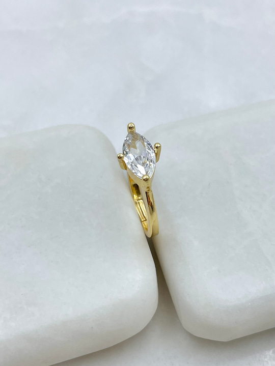 Altın Kaplama Dört Noktalı Oval Yüzük Gold