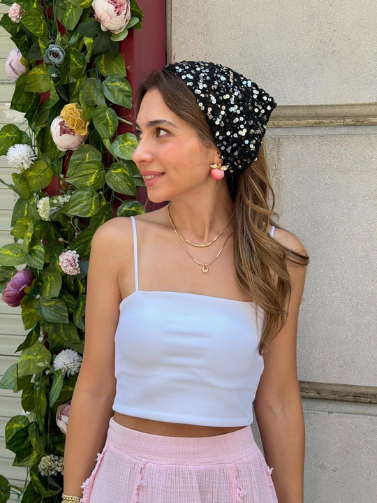 Pullu Bandana Siyah