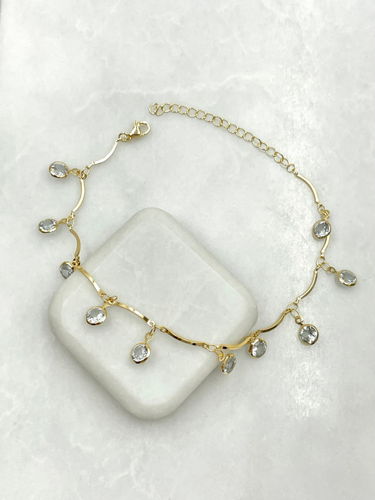 Kristal Sallantılı Halhal Gold