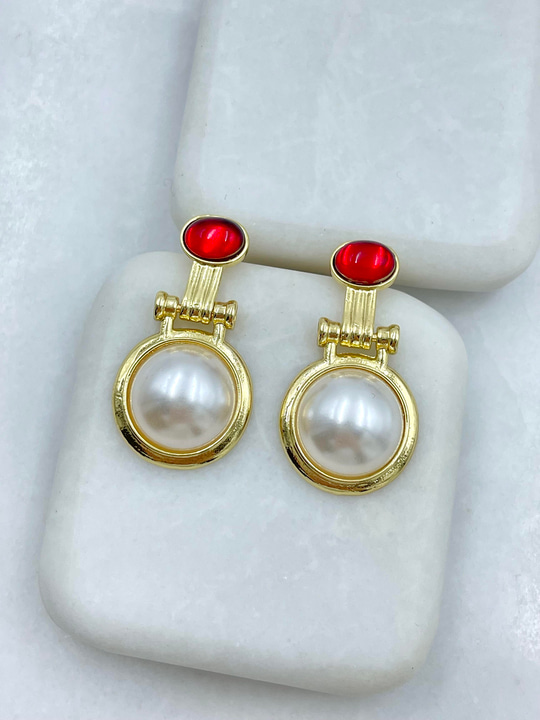 Altın Kaplama İnci Detaylı Vintage Küpe Gold
