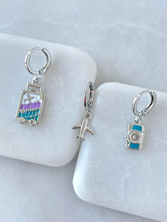 Altın Kaplama Üçlü Seyahat Küpe Gümüş