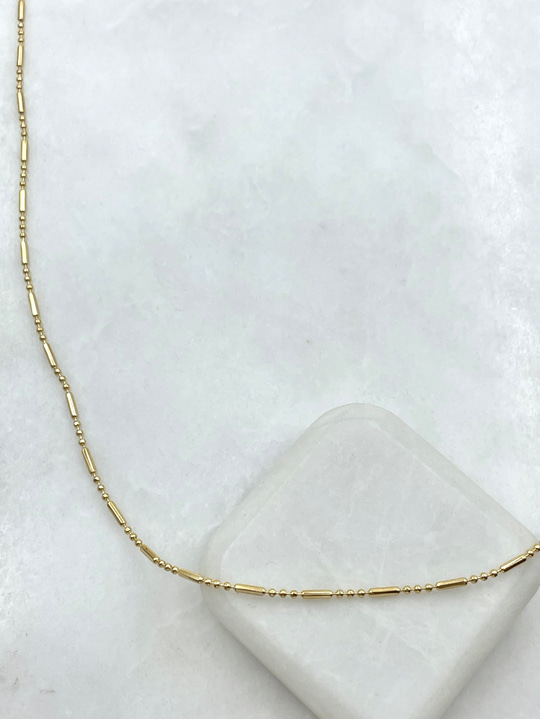 Üç Artı Bir Topçuk Zincir Kolye 60 cm Gold