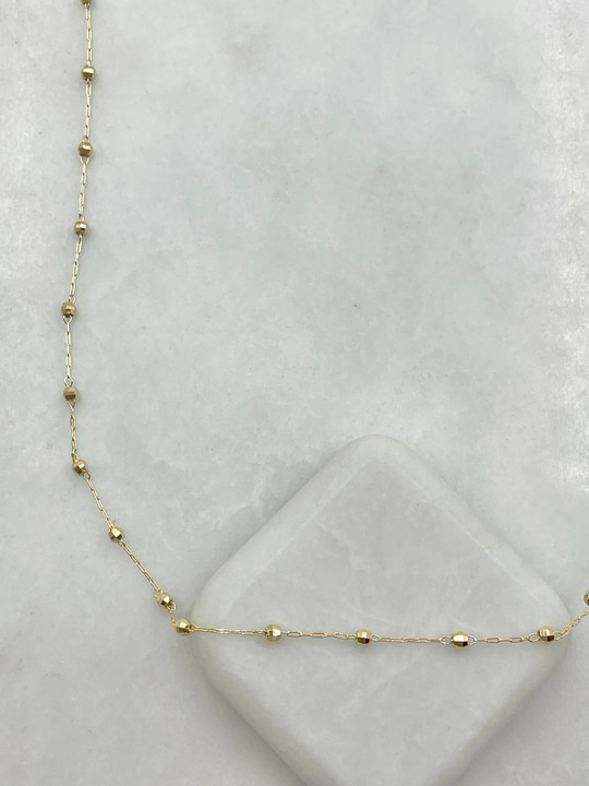 Minimal Işıltılı Topçuk Zincir Kolye 60 cm Gold