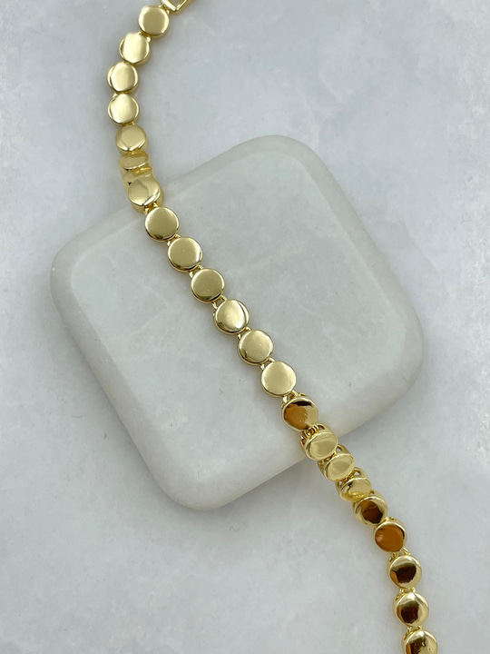 Dizi Daire Plaka Bileklik Gold