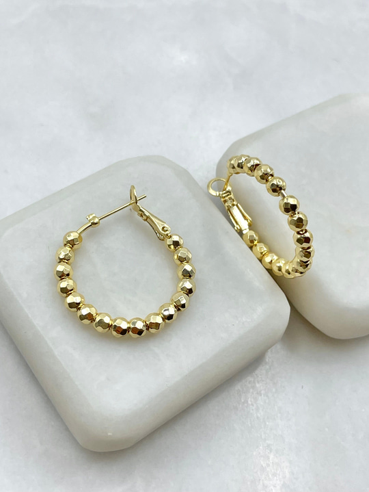 Işıltılı Topçuk Halka Küpe 2.7 cm Gold