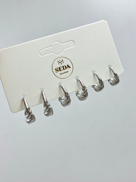 Altın Kaplama Burgu Model Altılı Set Küpe Gümüş