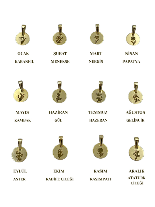 Doğum Ayı Çiçeği Kolye Ucu Gold