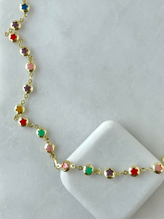 Altın Kaplama Renkli Kristal Yıldız Kolye 70 cm Gold