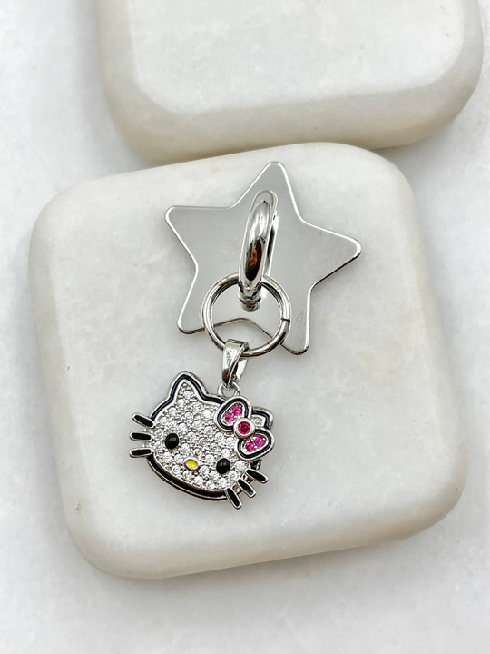 Hello Kitty Sallantılı Telefon Charmı Gümüş