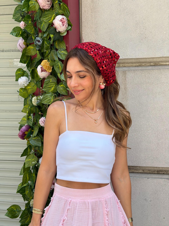 Pullu Bandana Kırmızı