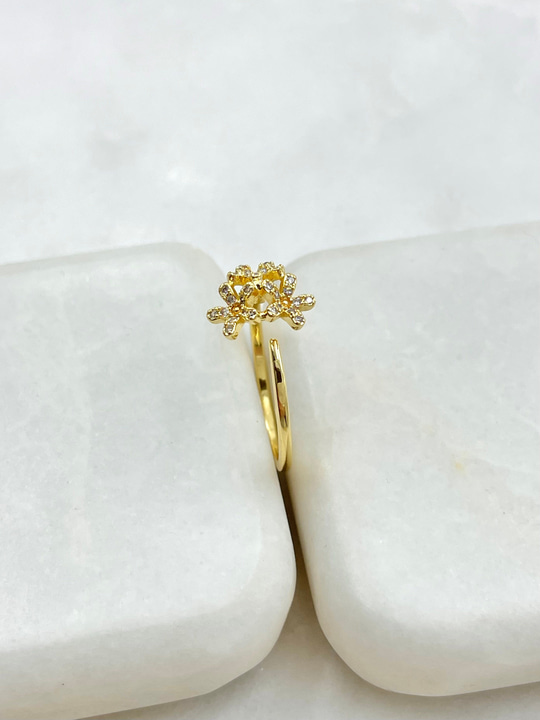 Üçlü Çiçek Model Yüzük Gold
