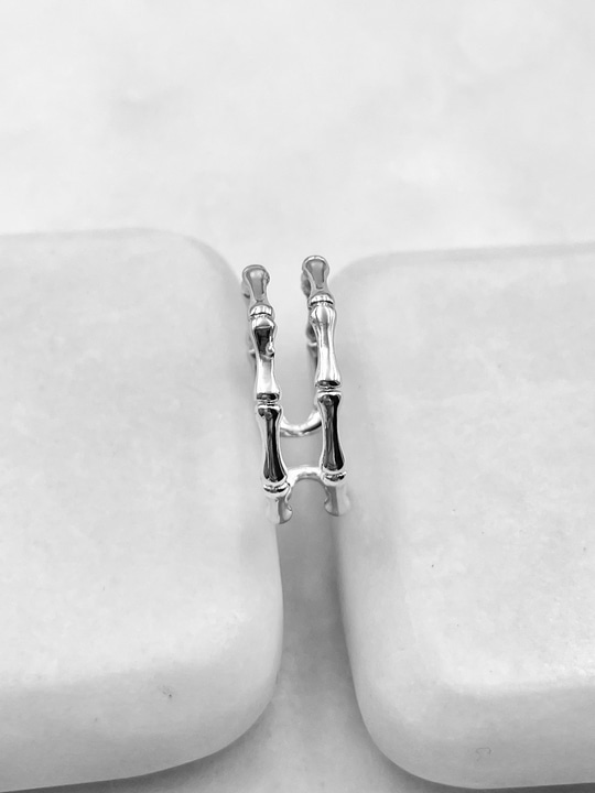 İkili Görünüm Kemik Yüzük Gümüş