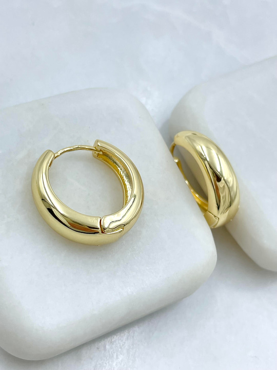 Altın Kaplama Bombe Kesim Halka Küpe 2.2 cm Gold