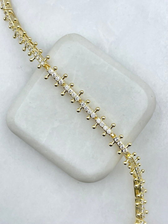 Gömme Taşlı Tasarım Bileklik Gold