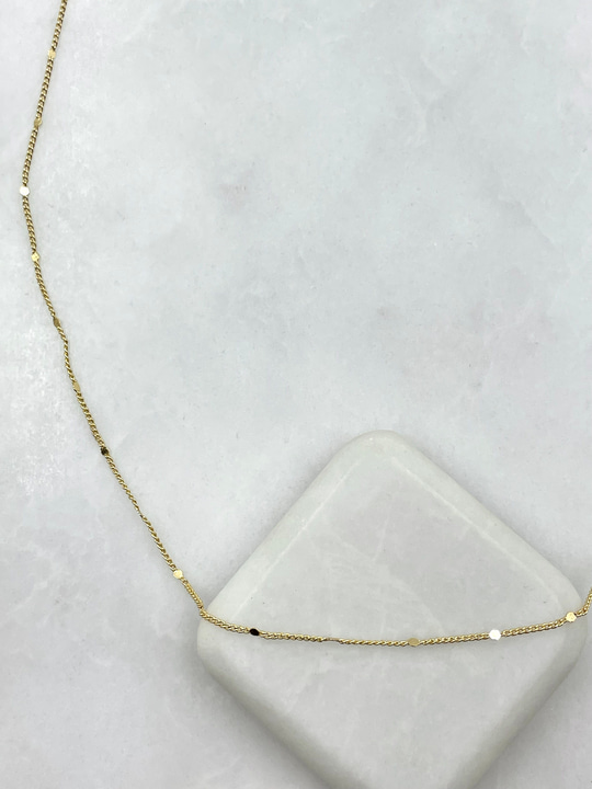 Tek Pul Yansımalı Kolye 45 cm Gold